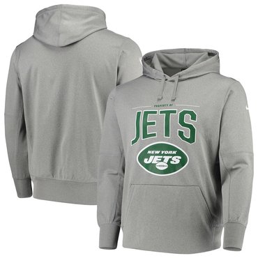 New York Jets Nike Sideline Property Of Performance Pullover Hoodie Gray
