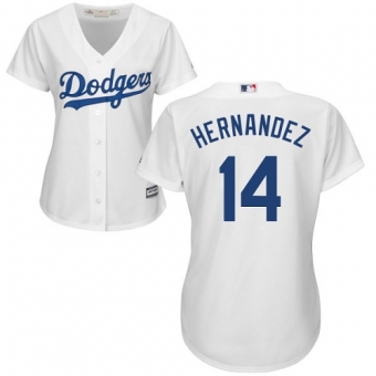 Women's Authentic Los Angeles Dodgers #14 Enrique Hernandez Majestic Home Cool Base White Jersey