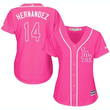 Los Angeles Dodgers 14 Enrique Hernandez Pink Women Cool Base Jersey
