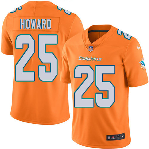 Youth Dolphins #25 Xavien Howard Orange Stitched Football Limited Rush Jersey