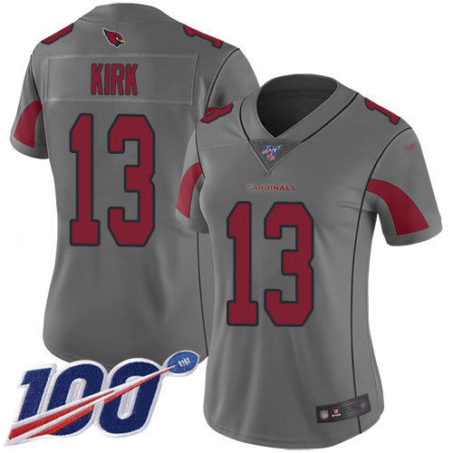 Nike Cardinals #13 Christian Kirk Silver Women's Stitched NFL Limited Inverted Legend 100th Season Jersey