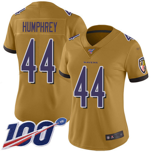 Nike Ravens #44 Marlon Humphrey Gold Women's Stitched NFL Limited Inverted Legend 100th Season Jersey