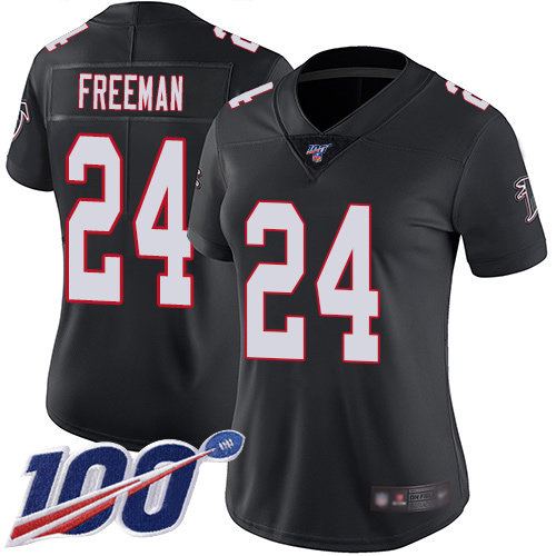Nike Falcons #24 Devonta Freeman Black Alternate Women's Stitched NFL 100th Season Vapor Limited Jersey