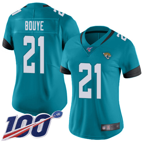 Nike Jaguars #21 A.J. Bouye Teal Green Alternate Women's Stitched NFL 100th Season Vapor Limited Jersey