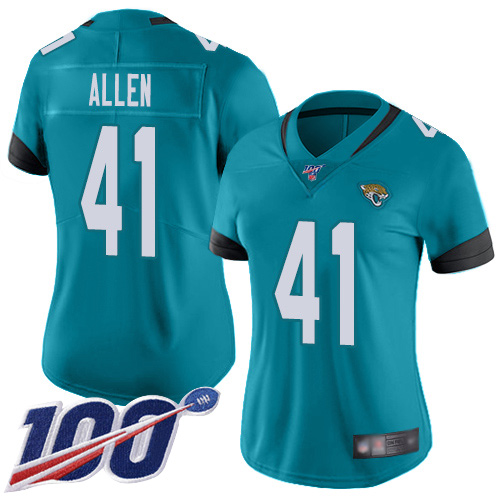 Nike Jaguars #41 Josh Allen Teal Green Alternate Women's Stitched NFL 100th Season Vapor Limited Jersey