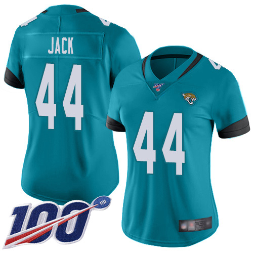 Nike Jaguars #44 Myles Jack Teal Green Alternate Women's Stitched NFL 100th Season Vapor Limited Jersey