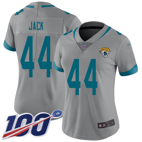 Nike Jaguars #44 Myles Jack Silver Women's Stitched NFL Limited Inverted Legend 100th Season Jersey