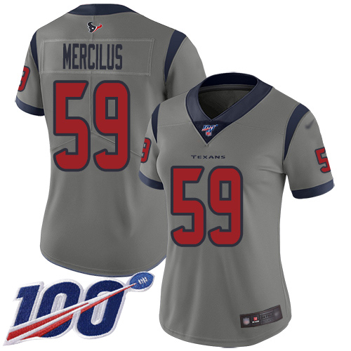 Nike Texans #59 Whitney Mercilus Gray Women's Stitched NFL Limited Inverted Legend 100th Season Jersey