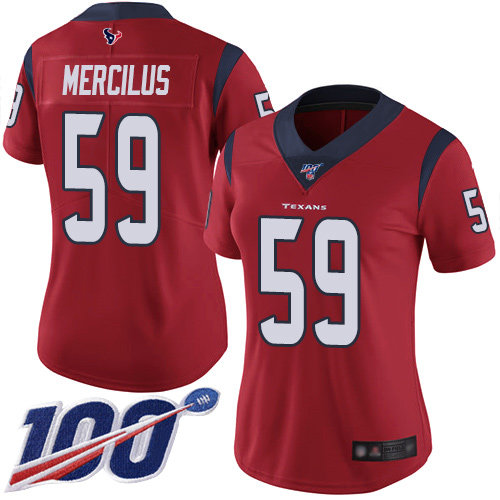 Nike Texans #59 Whitney Mercilus Red Alternate Women's Stitched NFL 100th Season Vapor Limited Jersey