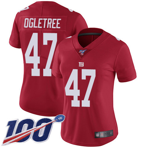 Nike Giants #47 Alec Ogletree Red Alternate Women's Stitched NFL 100th Season Vapor Limited Jersey