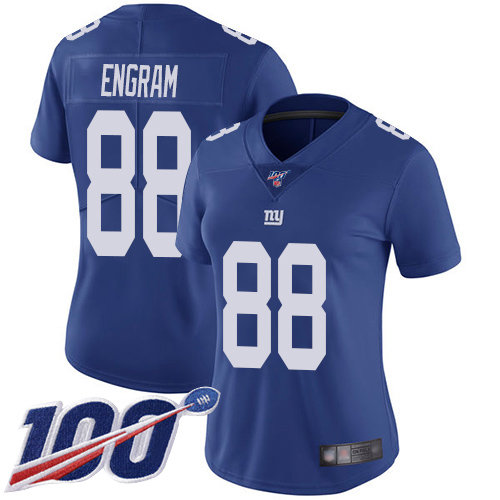 Nike Giants #88 Evan Engram Royal Blue Team Color Women's Stitched NFL 100th Season Vapor Limited Jersey