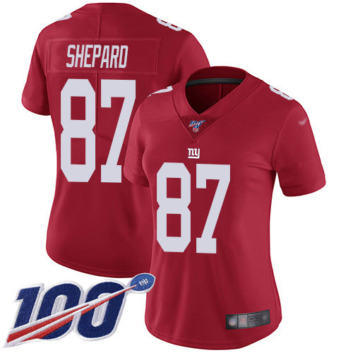 Nike Giants #87 Sterling Shepard Red Women's Stitched NFL Limited Inverted Legend 100th Season Jersey
