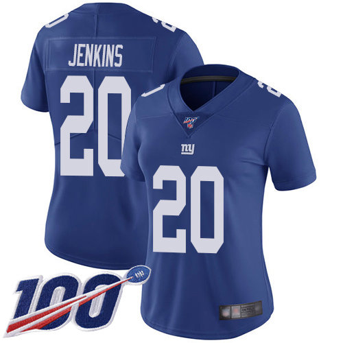 Nike Giants #20 Janoris Jenkins Royal Blue Team Color Women's Stitched NFL 100th Season Vapor Limited Jersey
