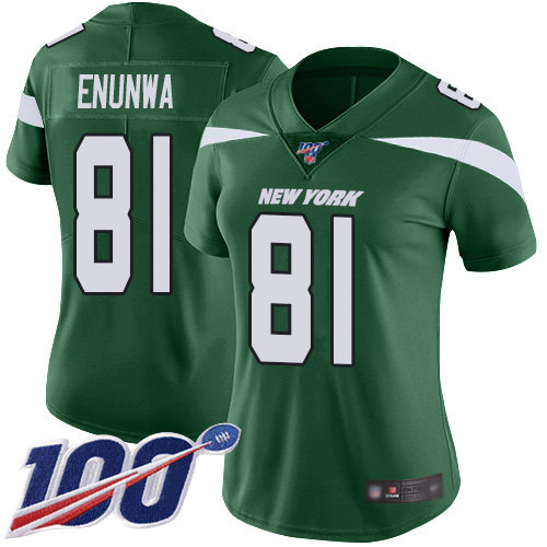Nike Jets #81 Quincy Enunwa Green Team Color Women's Stitched NFL 100th Season Vapor Limited Jersey