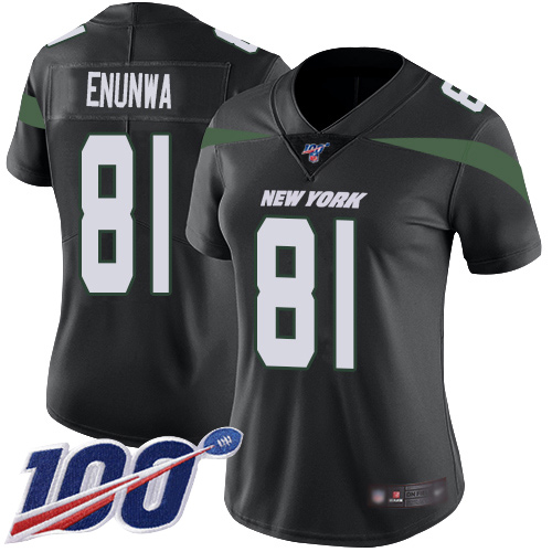 Nike Jets #81 Quincy Enunwa Black Alternate Women's Stitched NFL 100th Season Vapor Limited Jersey