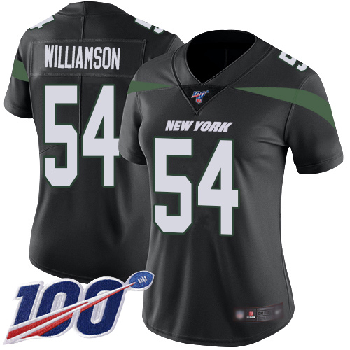 Nike Jets #54 Avery Williamson Black Alternate Women's Stitched NFL 100th Season Vapor Limited Jersey