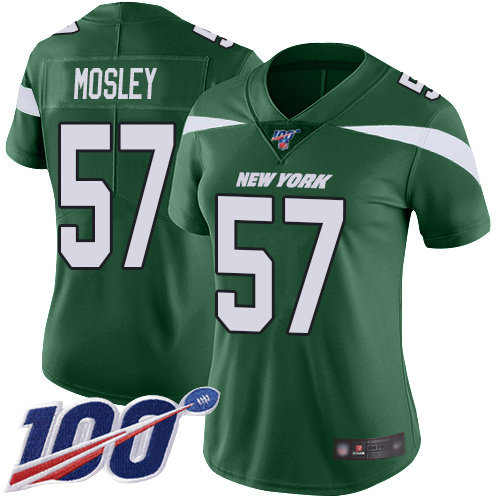 Nike Jets #57 C.J. Mosley Green Team Color Women's Stitched NFL 100th Season Vapor Limited Jersey