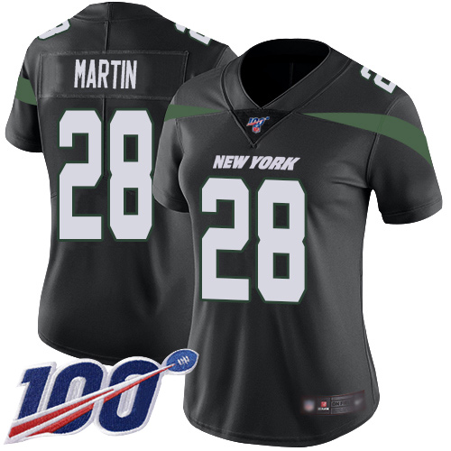 Nike Jets #28 Curtis Martin Black Alternate Women's Stitched NFL 100th Season Vapor Limited Jersey