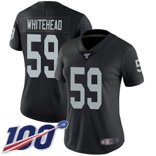 Nike Raiders #59 Tahir Whitehead Black Team Color Women's Stitched NFL 100th Season Vapor Limited Jersey