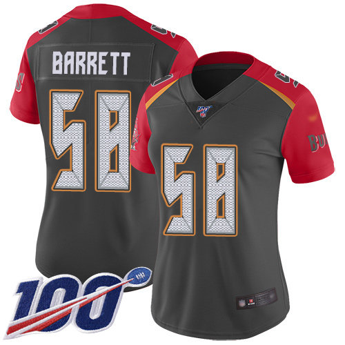 Buccaneers #58 Shaquil Barrett Gray Women's Stitched Football Limited Inverted Legend 100th Season Jersey