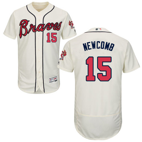 Atlanta Braves #15 Men's Sean Newcomb Authentic Cream Alternate Flex Base Baseball Jersey