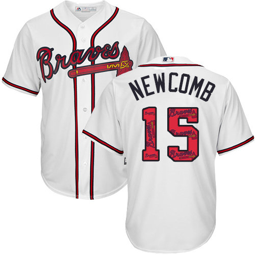Atlanta Braves #15 Men's Sean Newcomb Authentic White Team Logo Fashion Cool Base Baseball Jersey