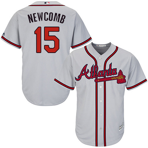 Atlanta Braves #15 Men's Sean Newcomb Replica Grey Road Cool Base Baseball Jersey