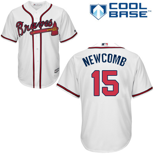 Atlanta Braves #15 Men's Sean Newcomb Replica White Home Cool Base Baseball Jersey