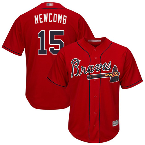 Atlanta Braves #15 Men's Sean Newcomb Replica Red Alternate Cool Base Baseball Jersey