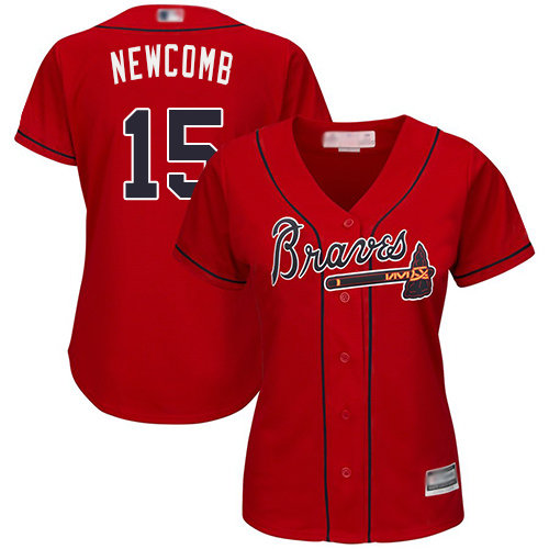 Atlanta Braves #15 Women's Sean Newcomb Authentic Red Alternate Cool Base Baseball Jersey