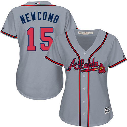 Atlanta Braves #15 Women's Sean Newcomb Authentic Grey Road Cool Base Baseball Jersey