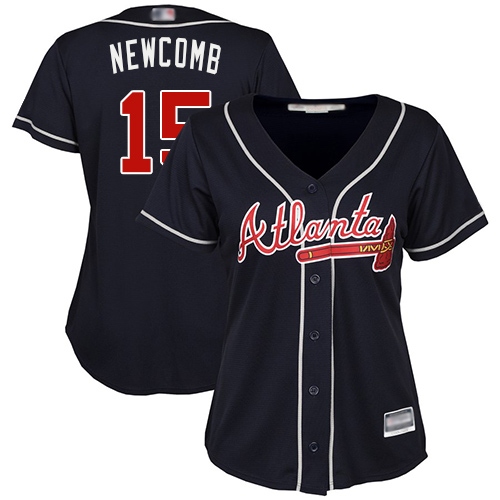 Atlanta Braves #15 Women's Sean Newcomb Authentic Navy Blue Alternate Cool Base Baseball Jersey