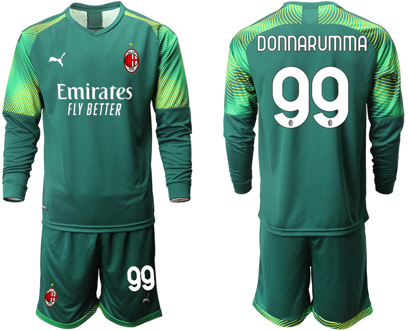2020-21 AC Milan Dark green goalkeeper 99# DONNARUMMA long sleeve soccer jerseys