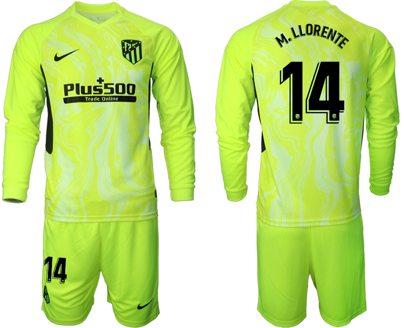 2020-21 Atletico Madrid away 14# M.LLORENTE long sleeve soccer jerseys