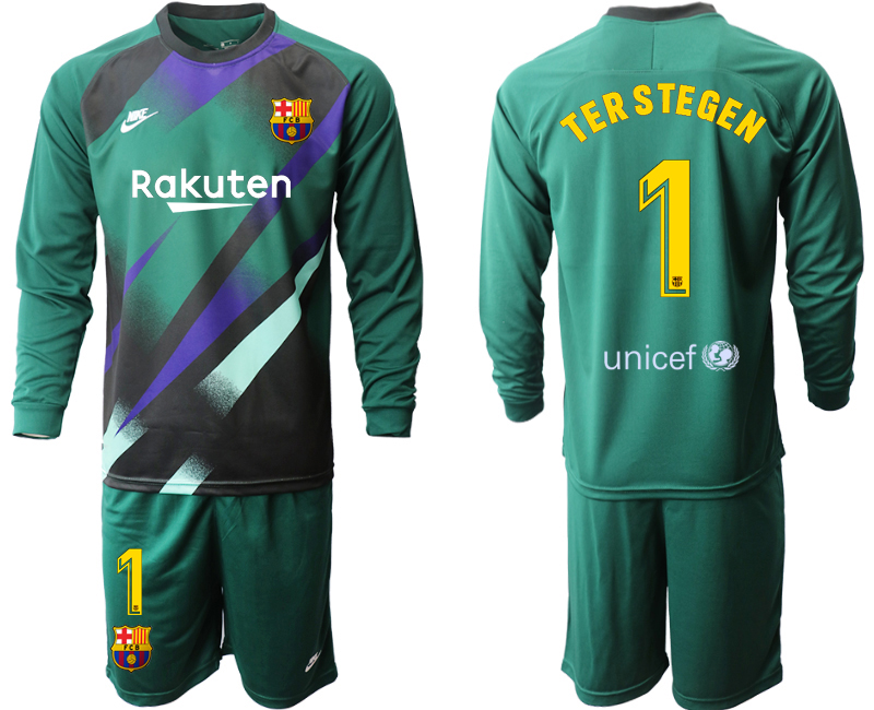 2020-21 Barcelona Dark green goalkeeper 1# TERSTEGEN long sleeve soccer jerseys