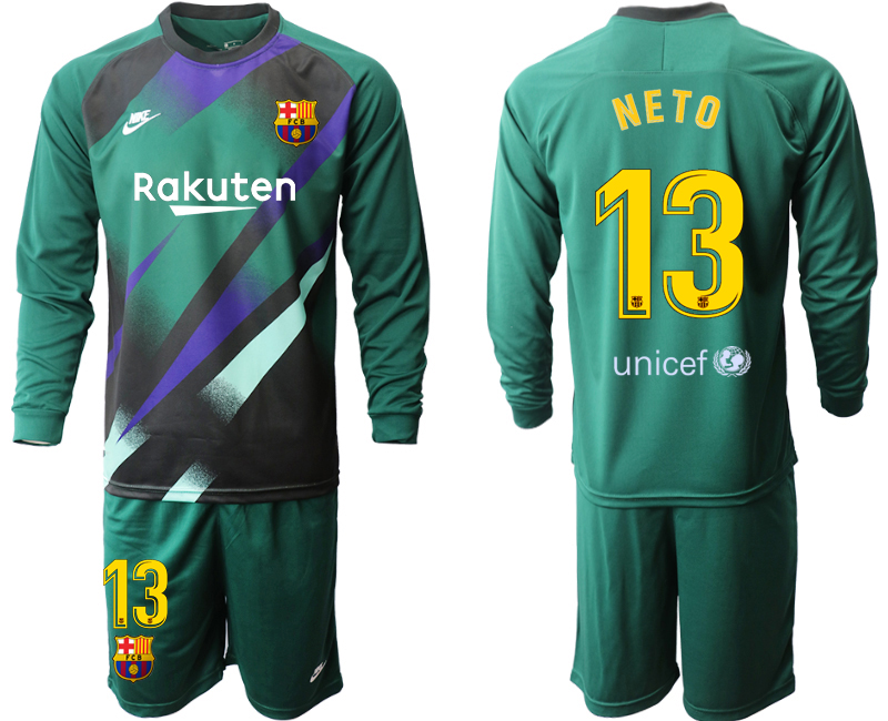2020-21 Barcelona Dark green goalkeeper 13# NETO long sleeve soccer jerseys
