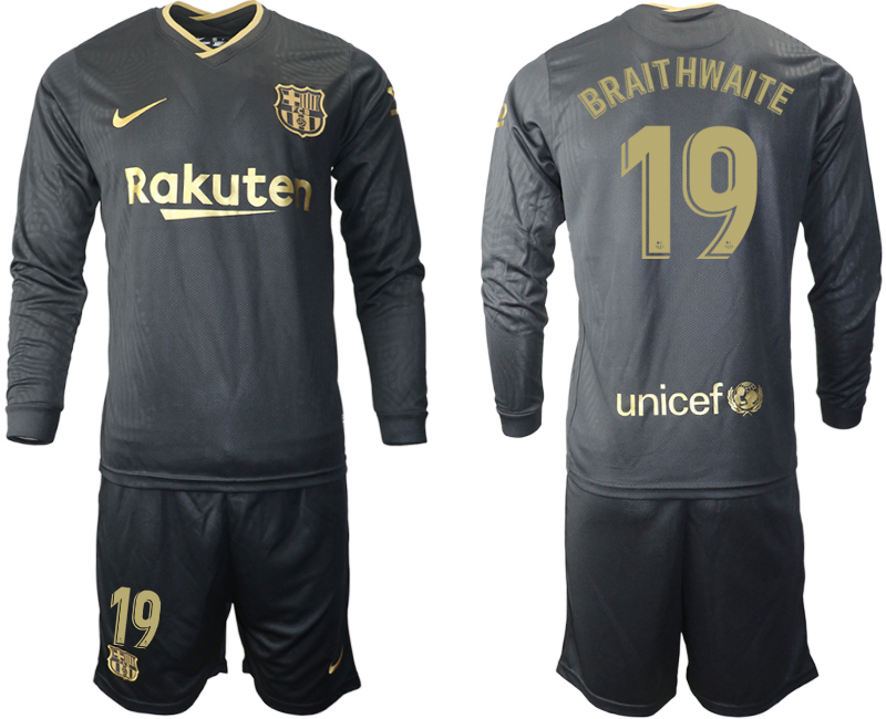 2020-21 Barcelona away 19# BRAITHWAITE long sleeve soccer jerseys