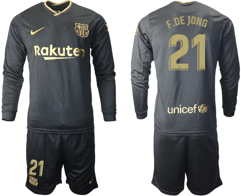 2020-21 Barcelona away 21# F.DE JONG long sleeve soccer jerseys