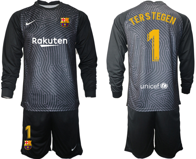 2020-21 Barcelona black goalkeeper 1# TERSTEGEN long sleeve soccer jerseys