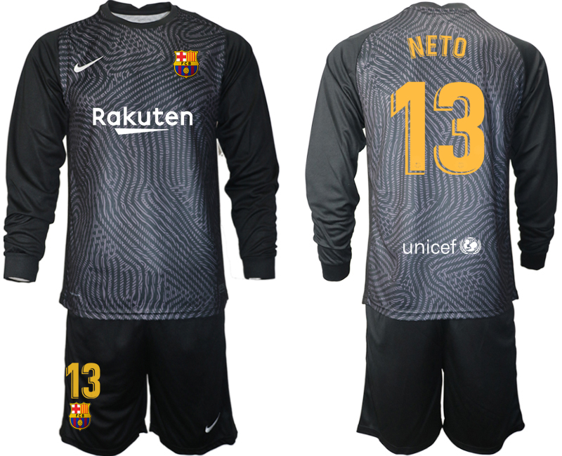 2020-21 Barcelona black goalkeeper 13# NETO long sleeve soccer jerseys