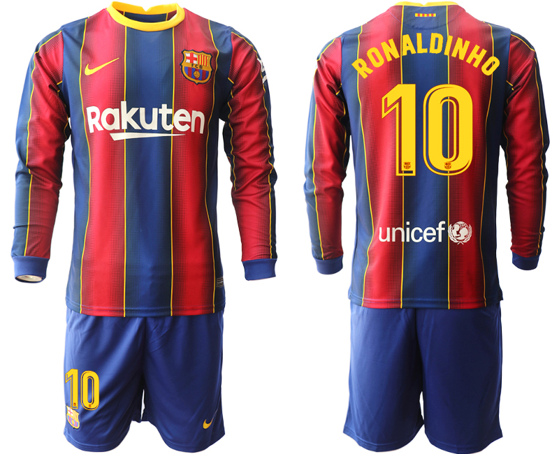 2020-21 Barcelona home 10# RONALDINHO long sleeve soccer jerseys