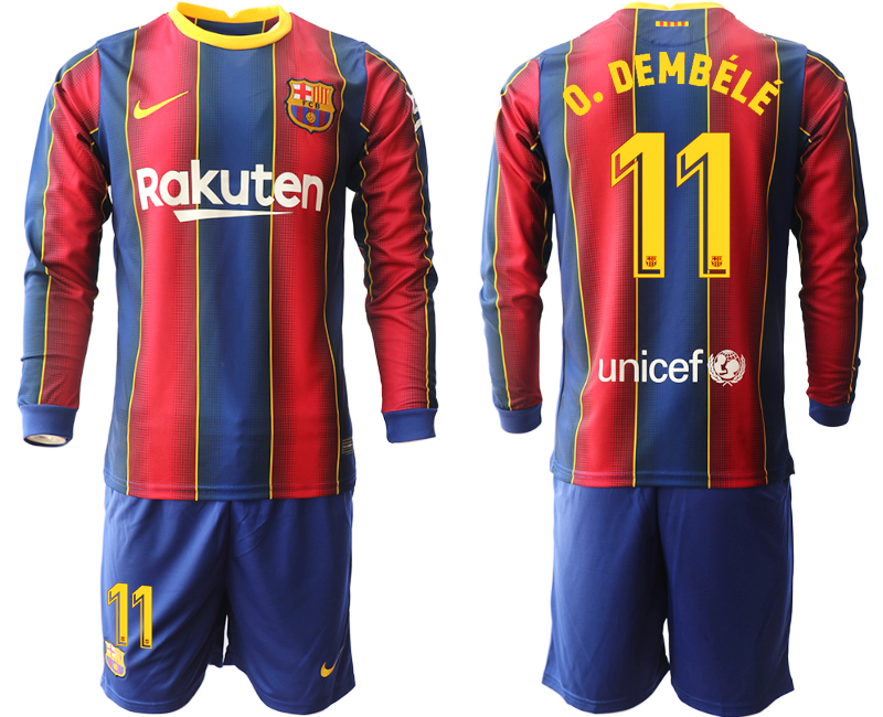2020-21 Barcelona home 11# O.DEMBELE long sleeve soccer jerseys