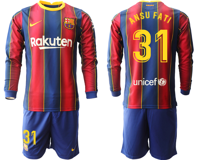 2020-21 Barcelona home 31# ANSU FATI long sleeve soccer jerseys