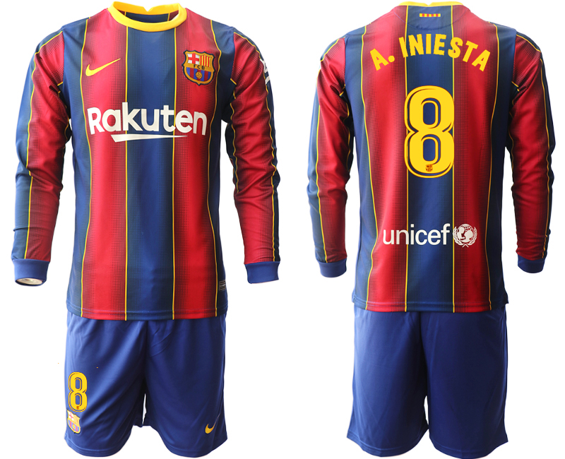 2020-21 Barcelona home 8# A.INIESTA long sleeve soccer jerseys
