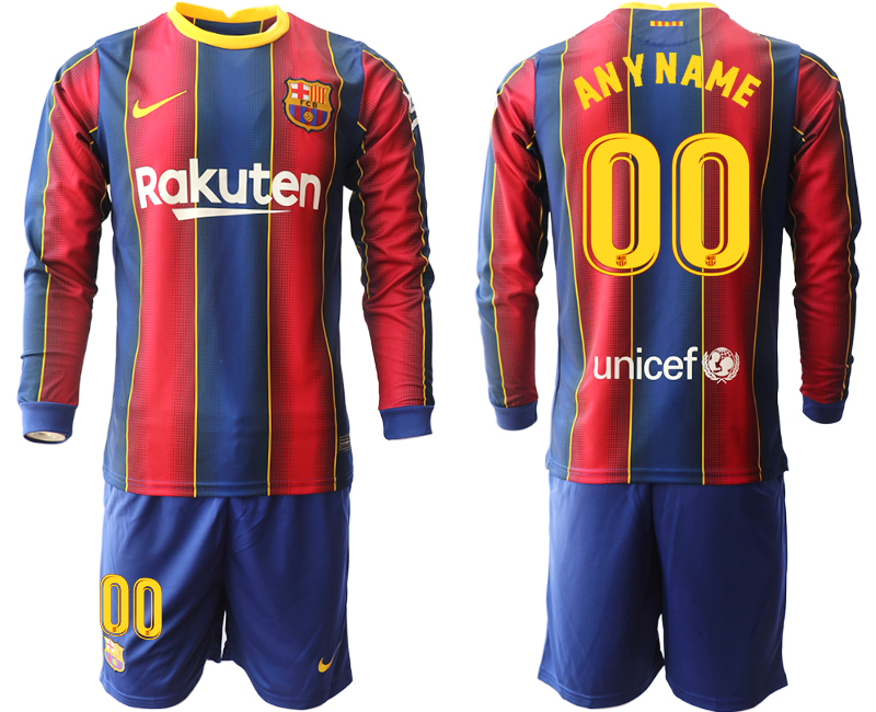 2020-21 Barcelona home any name custom long sleeve soccer jerseys