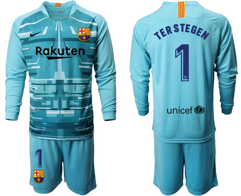 2020-21 Barcelona lake blue goalkeeper 1# TERSTEGEN long sleeve soccer jerseys