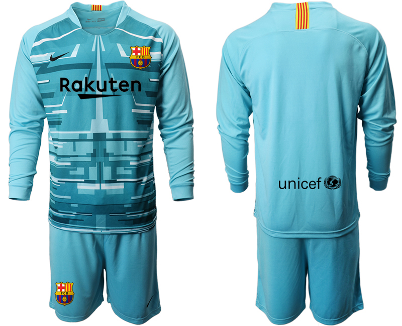 2020-21 Barcelona lake blue goalkeeper long sleeve soccer jerseys