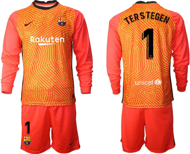 2020-21 Barcelona red goalkeeper 1# TERSTEGEN long sleeve soccer jerseys