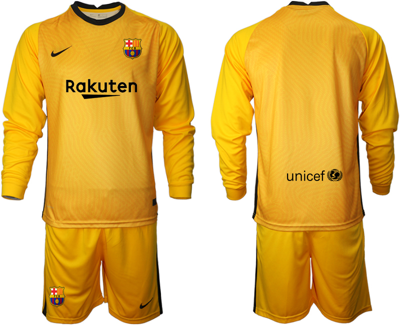 2020-21 Barcelona yellow goalkeeper long sleeve soccer jerseys