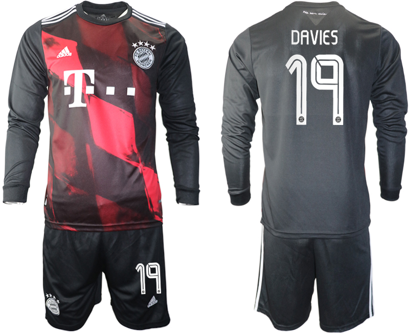 2020-21 Bayern Munich away 19# DAVIES black long sleeve soccer jerseys